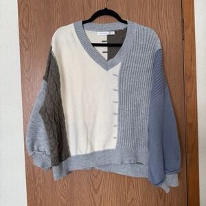 Altar'd State Women's Oversized Chunky Knit Sweater Patchwork Cottagecore Boho M